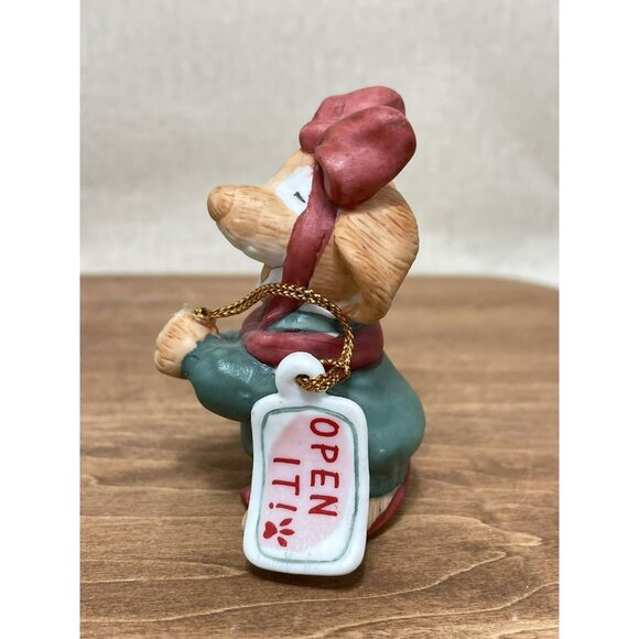 1991 Enesco AMY WULFING Adorable WINKING MOUSE Ribbon Bow OPEN IT Figurine - Picture 5 of 6